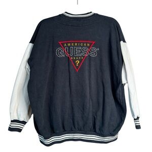 Vintage Guess Jeans Varsity Jacket Made In The USA M/L Black White Bomber